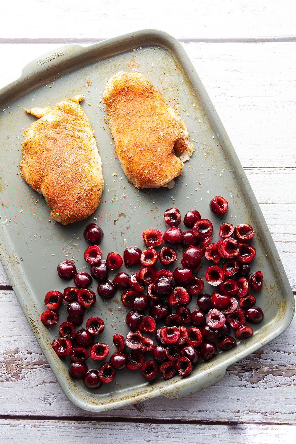 Roasted cherries, juicy spice-rubbed chicken, and a fresh and flavorful basil lemon dressing make for a dream summer salad in this showstopper cherry chicken salad!