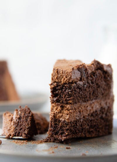  Hands down the best chocolate layer cake you will ever bake! Two layers of moist chocolate cake with a rich and creamy chocolate buttercream that hits all the right dessert notes. Try this cake for your next birthday party - it's a show-stopper! 