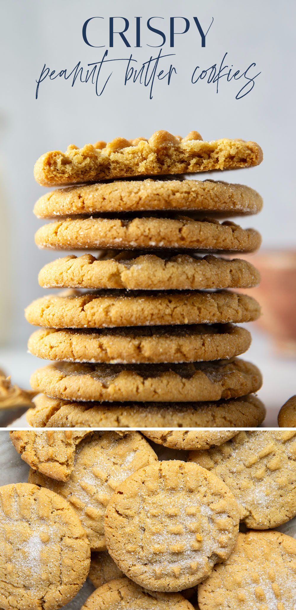 These crispy peanut butter cookies feature perfectly crisp edges with soft centers and have an unbeatable nostalgic taste!
