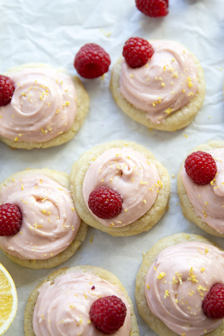 Lemon Raspberry Shortbread Cookies Lemon Shortbread Cookies with Raspberry Cream Cheese Frosting