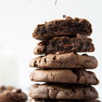 Soft, chewy and loaded to the max with chocolate, these double chocolate chip cookies rival the bakery and are so easy to make at home!