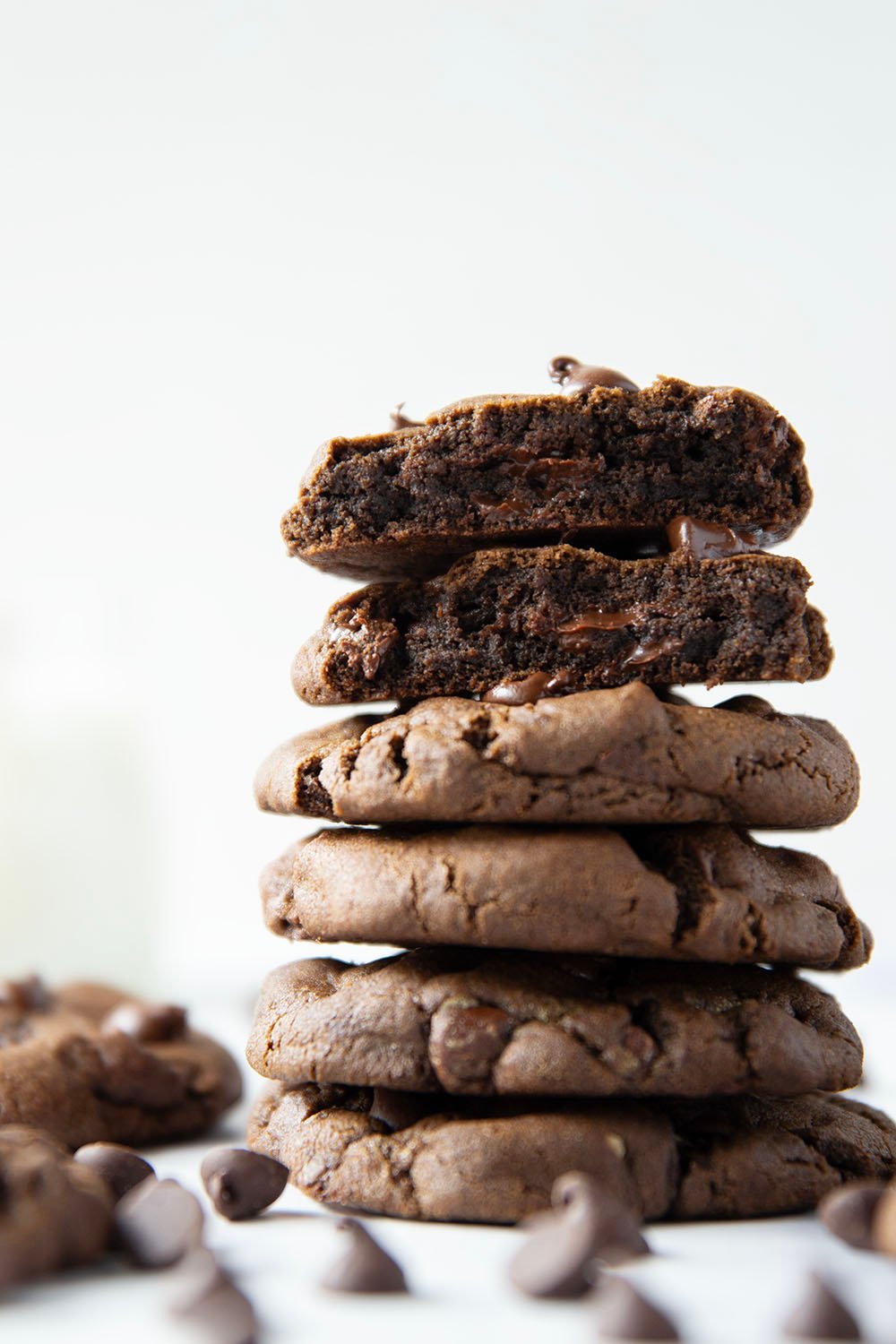 Soft, chewy and loaded to the max with chocolate, these double chocolate chip cookies rival the bakery and are so easy to make at home!