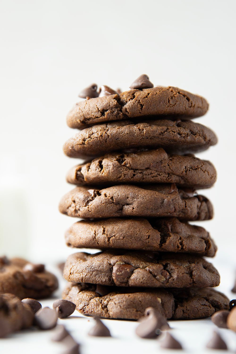 Soft, chewy and loaded to the max with chocolate, these double chocolate chip cookies rival the bakery and are so easy to make at home!