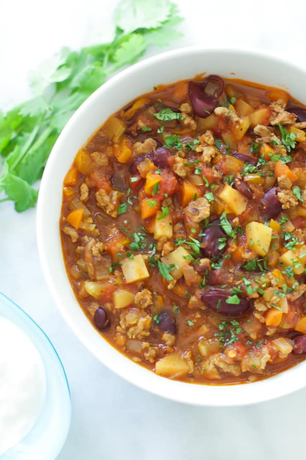 Extra-Lean Turkey Chili with Carrots + Turnips