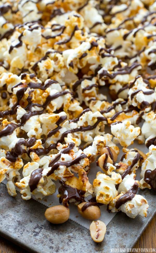 Chocolate-Covered Peanut Caramel Popcorn