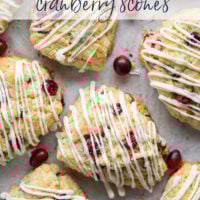 Juicy tart cranberries and a thick drizzle of white chocolate are the perfect holiday pairing in these flaky white chocolate cranberry scones.