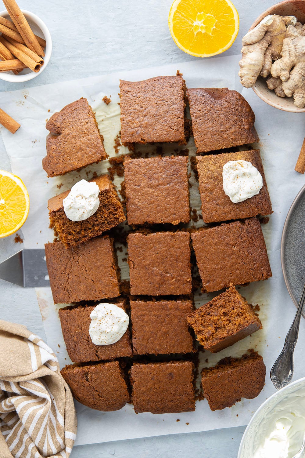 Old-fashioned gingerbread cake is a must around the holidays! This simple cake is perfectly spiced, incredibly moist, and the best Christmas dessert with a dollop of whipped cream and caramel sauce on top.