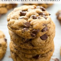 These coconut oil chocolate chip cookies are perfectly crispy on the outside and so soft and chewy inside, you'll never guess that they're made healthy with coconut oil and contain NO butter! Destined to become your new favorite chocolate chip cookie.