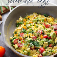 Loaded with a rainbow of fresh veggies and lots of fluffy eggs, these veggie scrambled eggs are the ultimate healthy way to start the day!