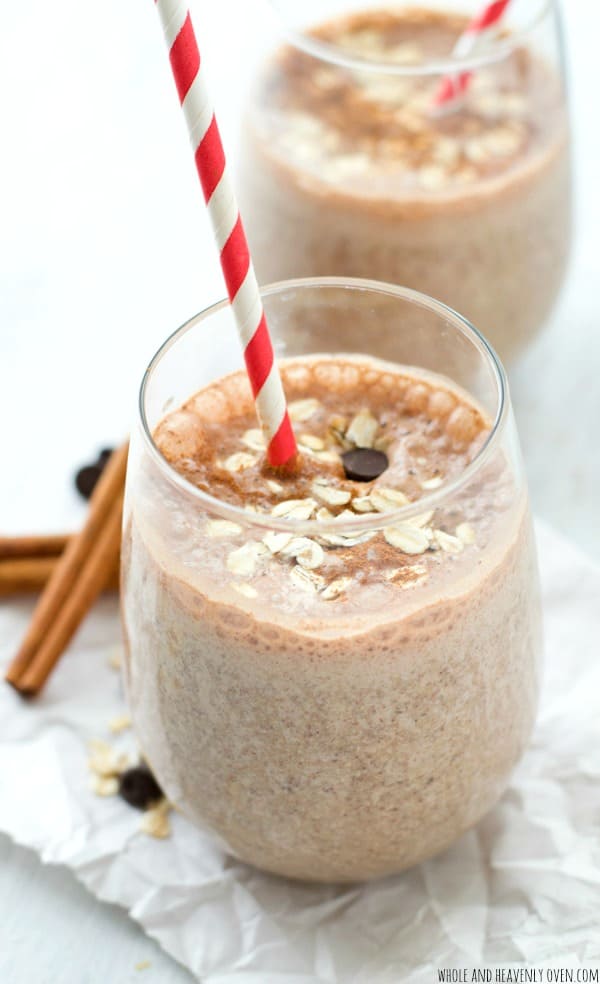 Super-creamy and loaded with a trio of cinnamon, chocolate, and oats, this filling breakfast smoothie is a sweet lighter breakfast indulgence and terrific energy boost!