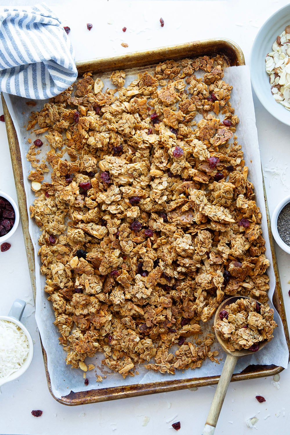 Featuring huge, crunchy clusters with lots of almond flavor, these almond granola clusters are easy to make and better than any packaged granola!