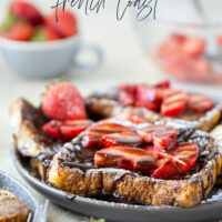 This stunning espresso chocolate French toast is a mocha-lover's dream! Serve slices hot off the griddle with fresh strawberry sauce and plenty of chocolate syrup.