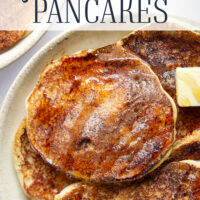 Love snickerdoodle cookies? You'll adore these snickerdoodle pancakes that feature a fluffy buttermilk pancake base with cinnamon sugar caramelized on the outside.