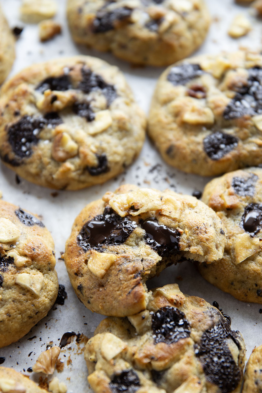 Jam-packed with toasted walnuts, banana, and gooey chocolate chunks, these chunky monkey cookies are a riff on the classic Ben & Jerry's ice cream and are sure to become a cookie jar staple!