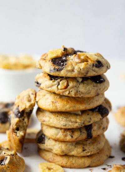 Jam-packed with toasted walnuts, banana, and gooey chocolate chunks, these chunky monkey cookies are a riff on the classic Ben & Jerry's ice cream and are sure to become a cookie jar staple!