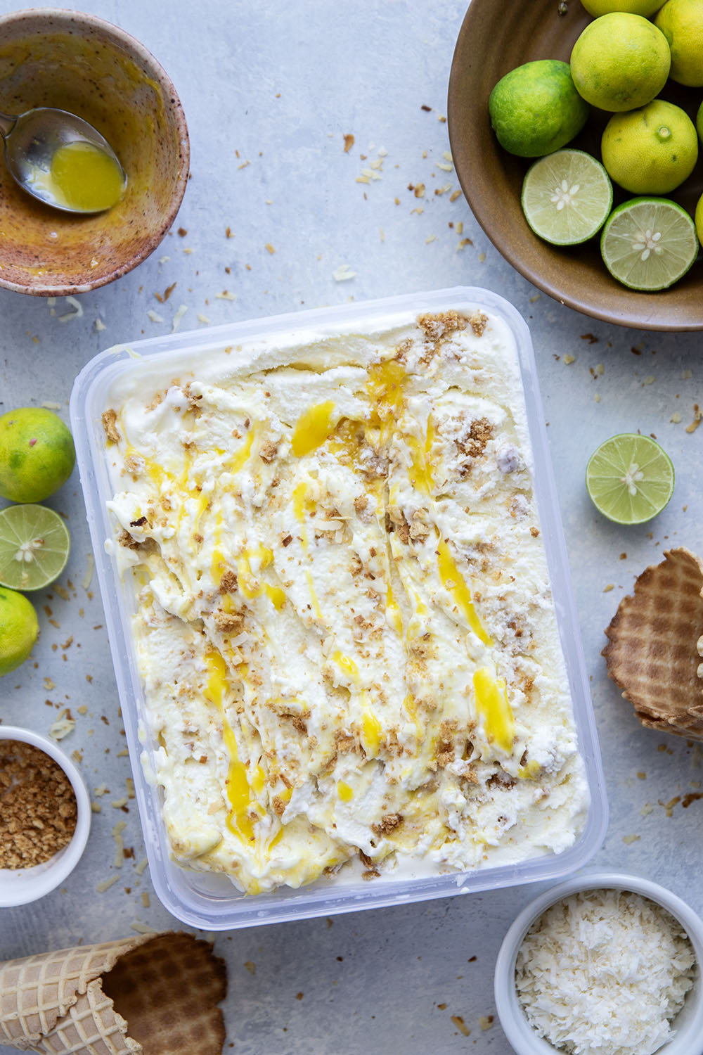 This key lime pie ice cream features homemade key lime curd, graham cracker cookie bits, and coconut milk for the ultimate scoop of creamy tropical heaven.