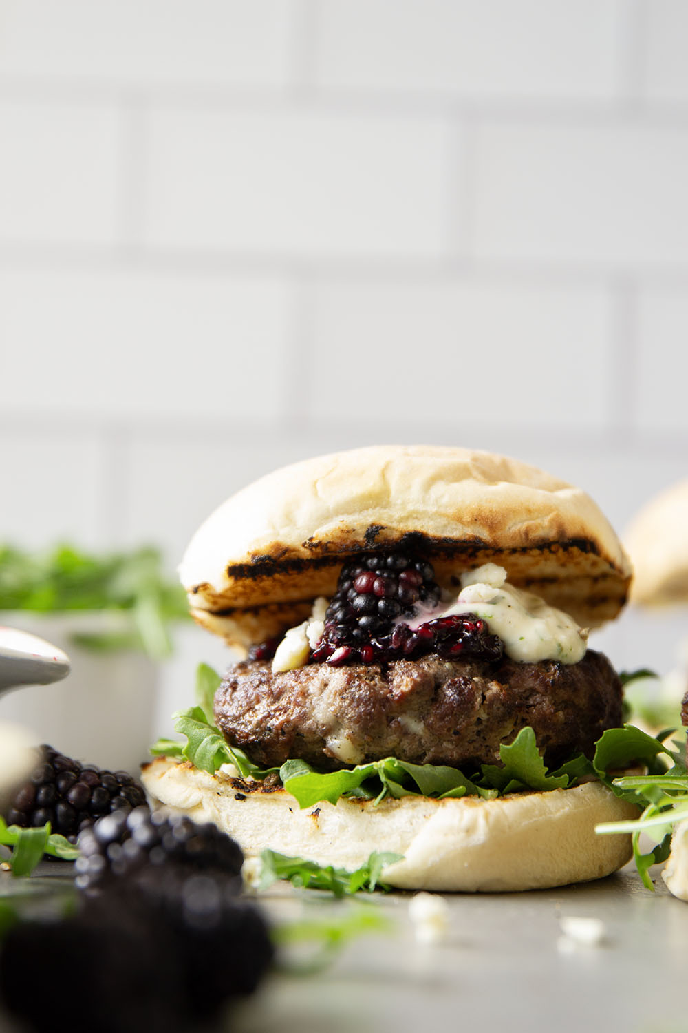 Sweet, jammy homemade blackberry compote and sharp blue cheese are the perfect flavor contrast in this flavorful blackberry blue cheese burger!