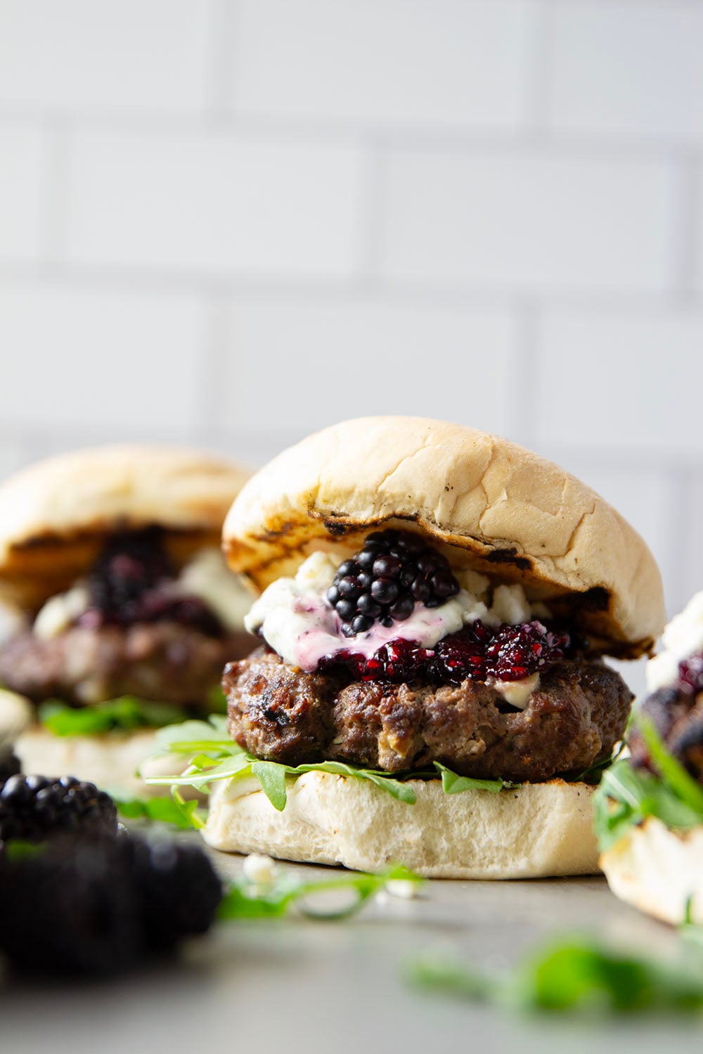 Sweet, jammy homemade blackberry compote and sharp blue cheese are the perfect flavor contrast in this flavorful blackberry blue cheese burger!