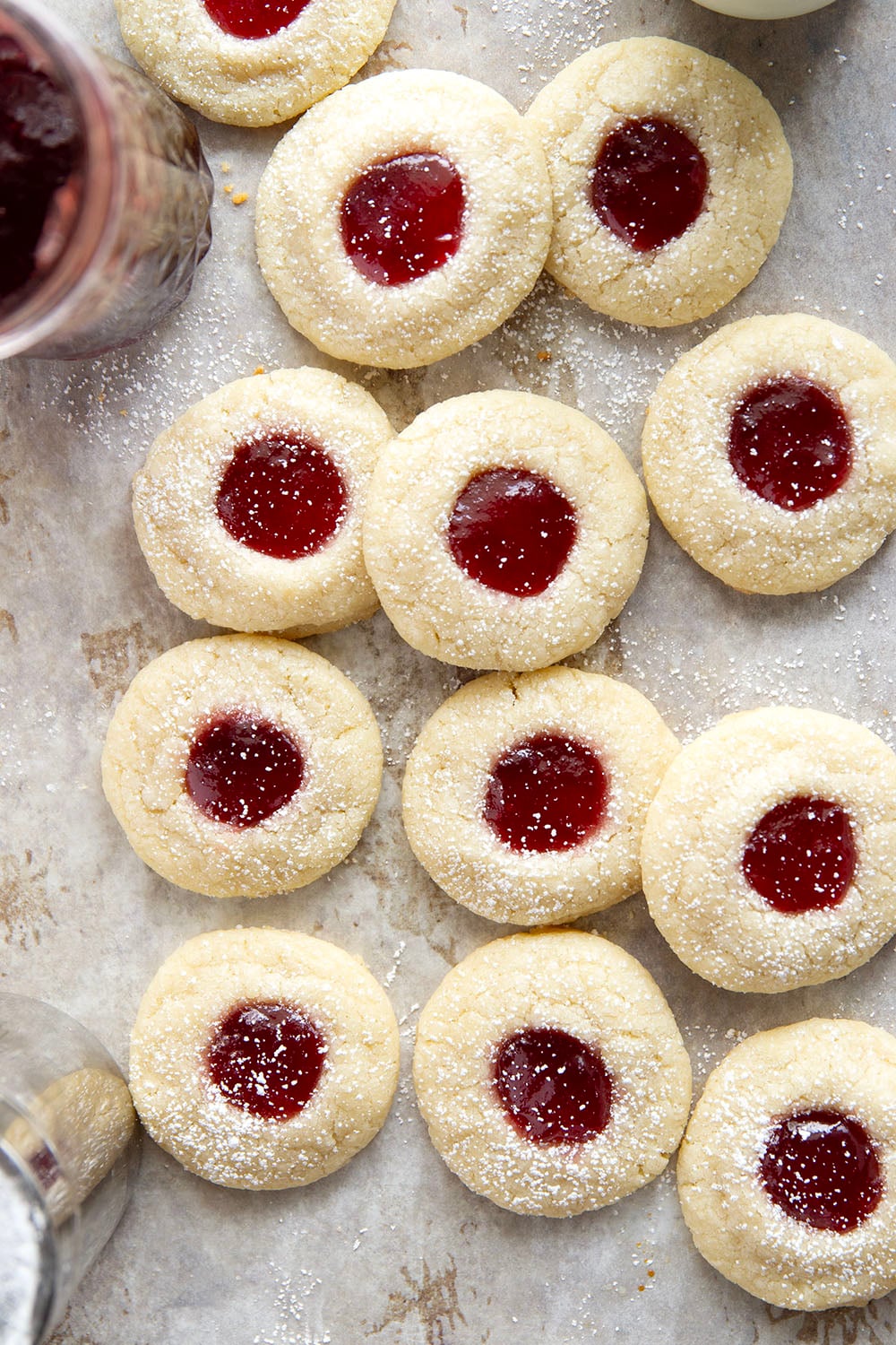 These beautiful jam shortbread cookies are crisp, buttery and filled with lots of sweet jam! They're always well-received at any kind of gathering.