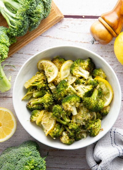 Lemon roasted broccoli roasts up perfectly tender and packed full of vibrant fresh lemon flavor! This easy veggie side dish goes well with any dinner.