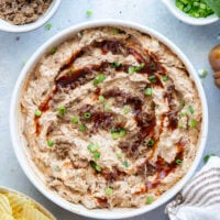 Leftover brisket is the perfect meaty base for this creamy, flavorful BBQ beef brisket dip that goes great with chips, crackers, or as sandwich spread!