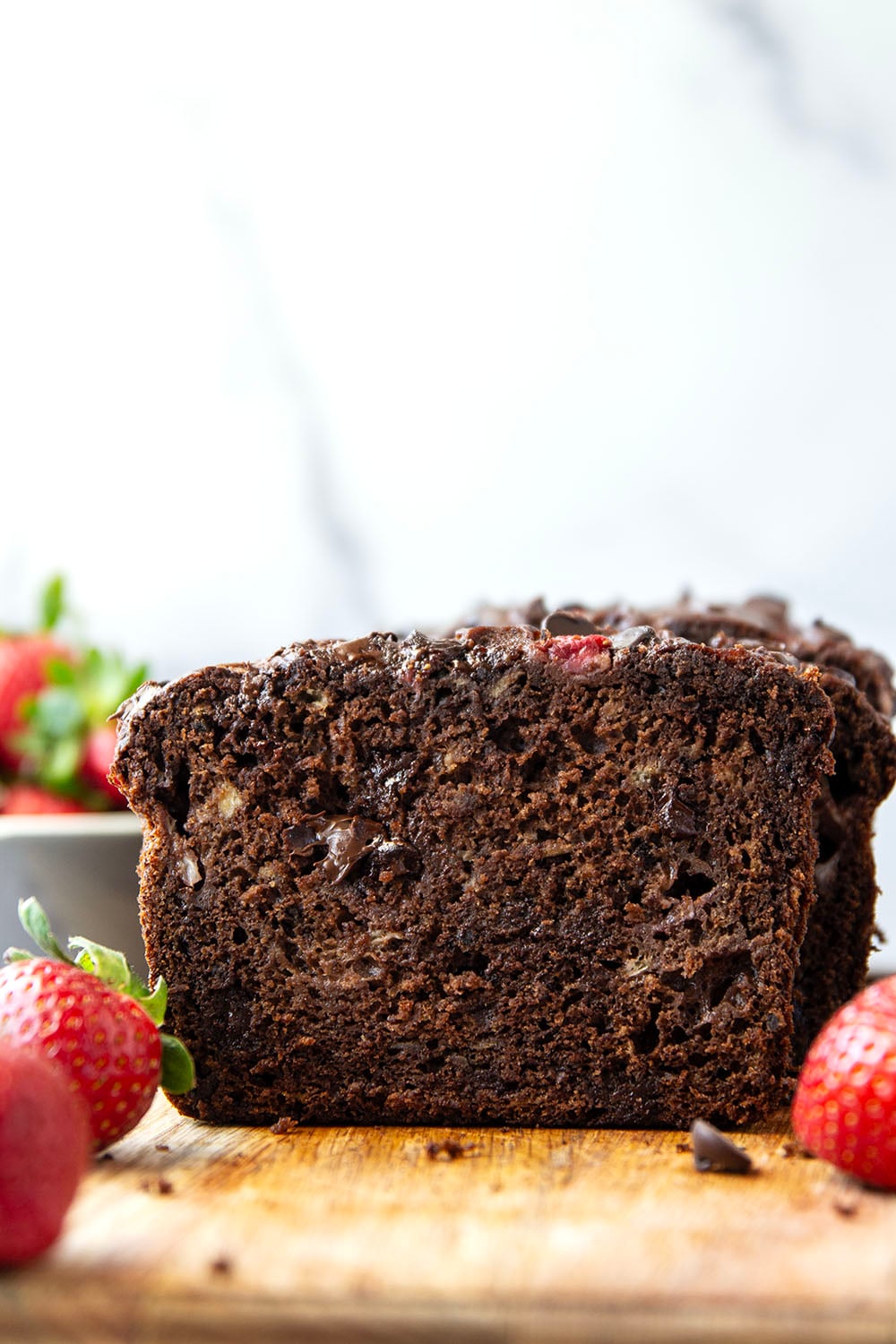 A double whammy of chocolate and juicy strawberries come together in this indulgent chocolate strawberry banana bread. You can't help but go back for another slice!