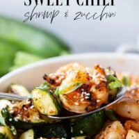 Grilled in spicy sweet chili sauce alongside tender zucchini cubes, this grilled sweet chili shrimp is a quick summer meal that's fantastic as an appetizer or served alongside rice.