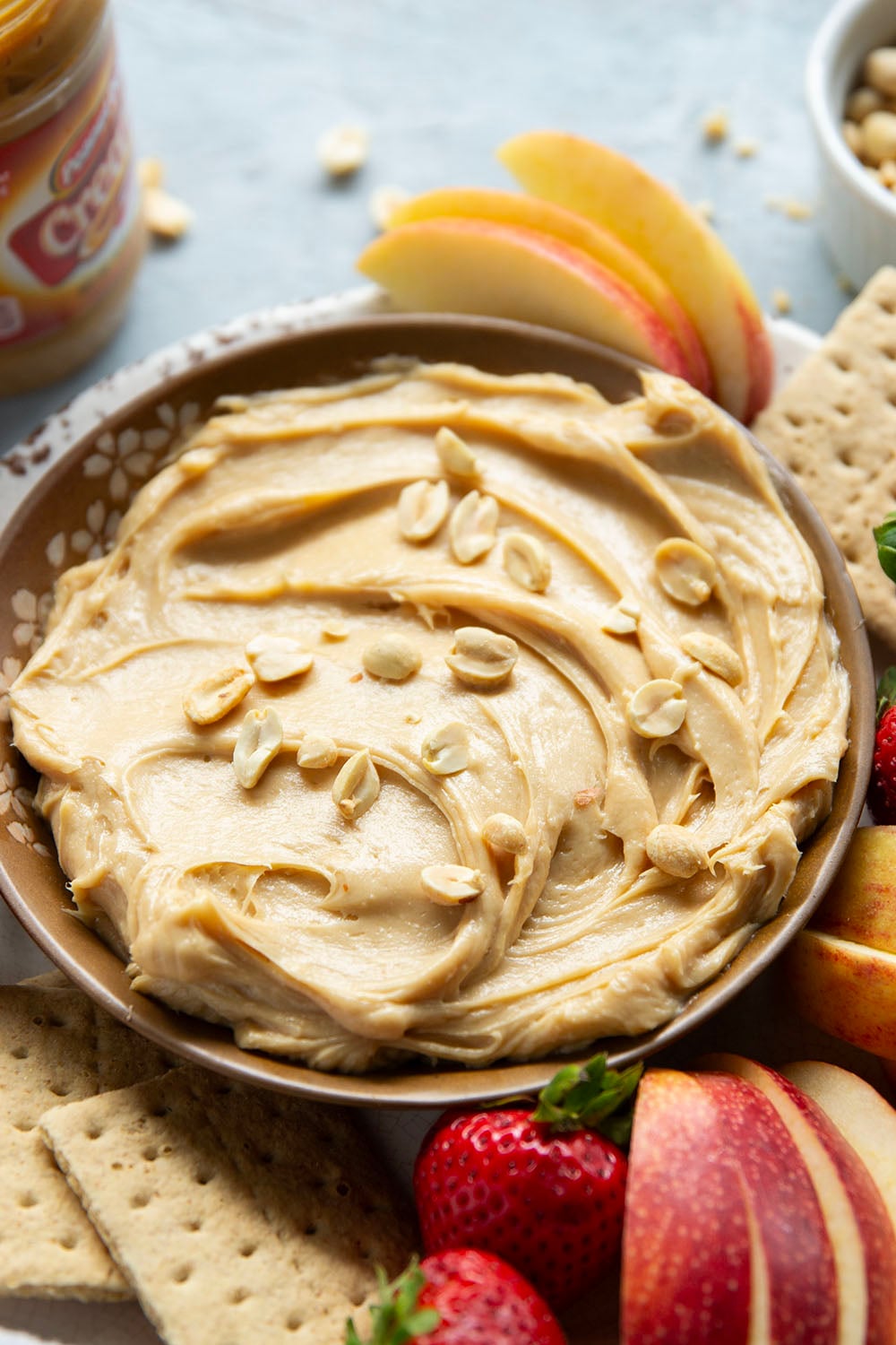 Silky in texture and unbelievably addicting, this peanut butter cheesecake dip will make any fruit fun to eat! Ready in minutes with only 5 ingredients.