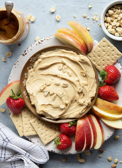 Silky in texture and unbelievably addicting, this peanut butter cheesecake dip will make any fruit fun to eat! Ready in minutes with only 5 ingredients.