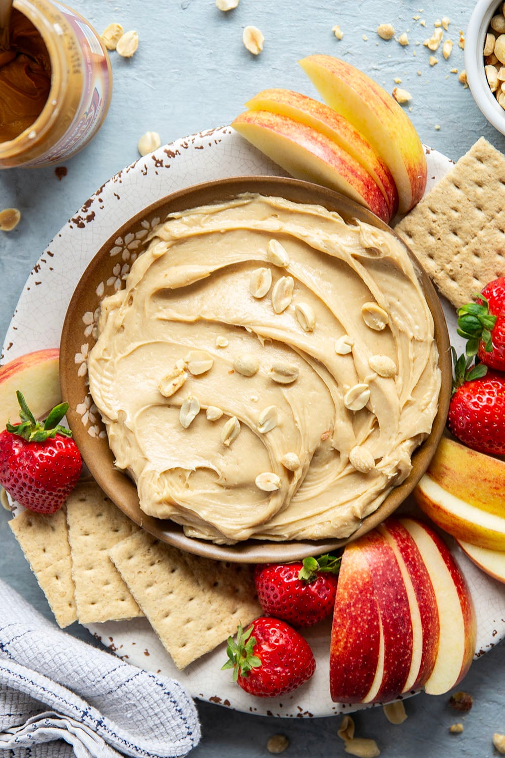 Silky in texture and unbelievably addicting, this peanut butter cheesecake dip will make any fruit fun to eat! Ready in minutes with only 5 ingredients.