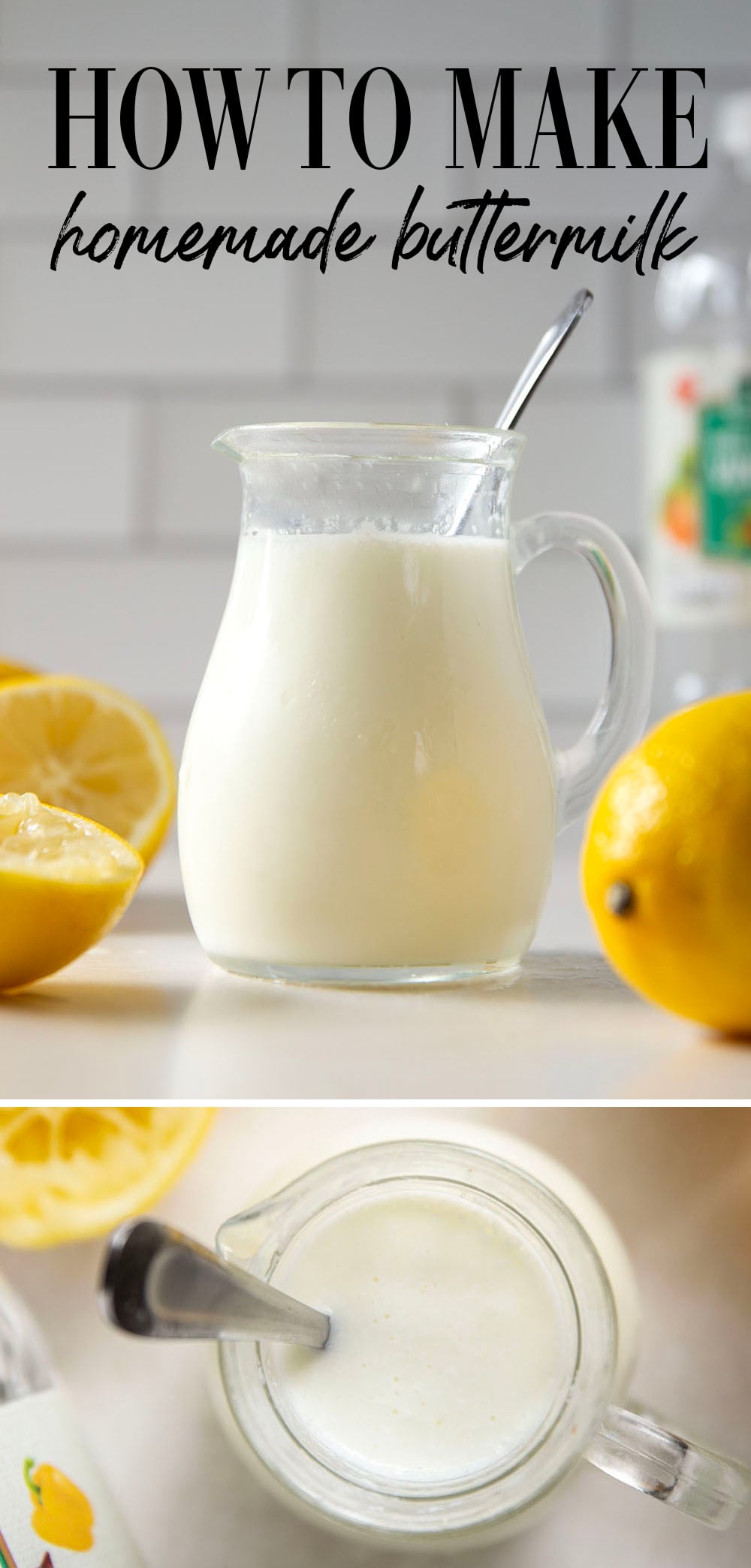 Out of buttermilk? No need to run to the store when you can easily make your own with only two ingredients in less than ten minutes!