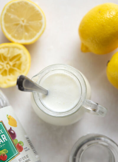Out of buttermilk? No need to run to the store when you can easily make your own with only two ingredients in less than ten minutes!