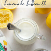 Out of buttermilk? No need to run to the store when you can easily make your own with only two ingredients in less than ten minutes!