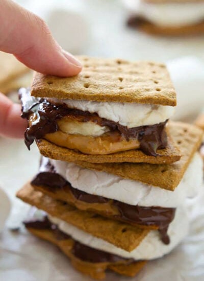 Layered with banana slices, creamy peanut butter, gooey chocolate, and toasted marshmallows, no one will be able to resist these peanut butter banana s'mores!