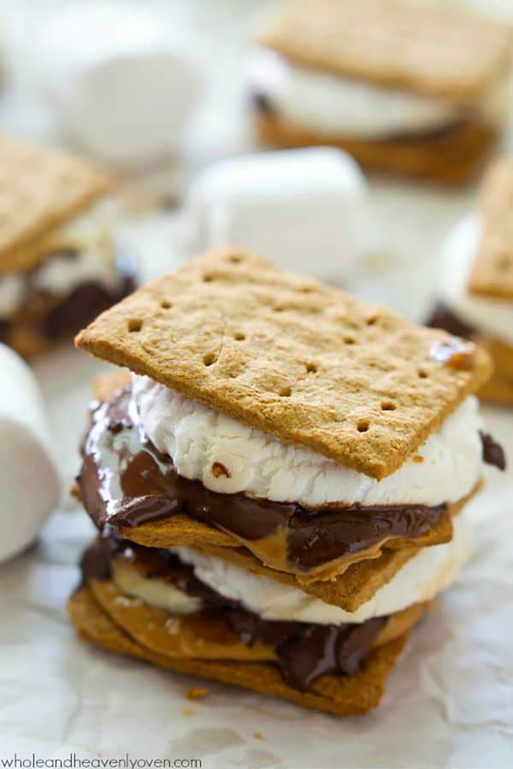 Layered with banana slices, creamy peanut butter, gooey chocolate, and toasted marshmallows, no one will be able to resist these peanut butter banana s'mores!