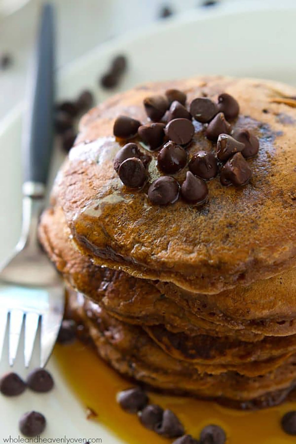 Supremely moist and loaded with a double hit of chocolate, nobody will ever guess that there's zucchini hiding inside these chocolate zucchini pancakes!
