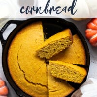 Plenty of fall spices and pumpkin collide in this soft and perfectly spiced pumpkin cornbread that pairs like a dream with a bowl of chili!