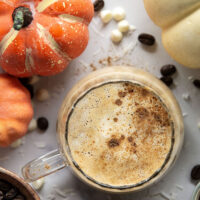 White chocolate syrup and pumpkin spice are a fall match made in heaven in this pumpkin white chocolate mocha.