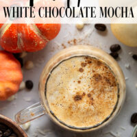 White chocolate syrup and pumpkin spice are a fall match made in heaven in this pumpkin white chocolate mocha.