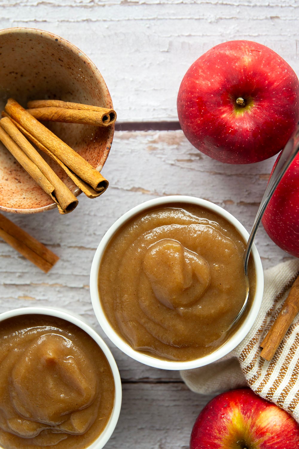 Lightly spiced and loaded with fall flavors, this stovetop applesauce comes together in minutes on the stovetop and is a great use for extra apples.