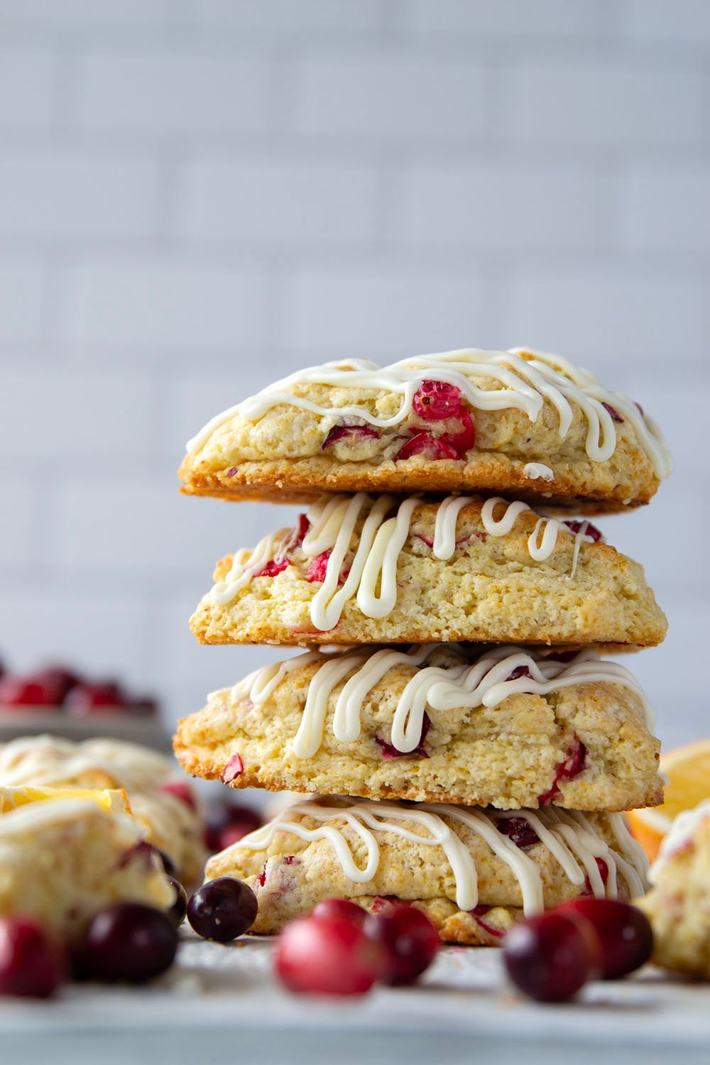 Juicy tart cranberries and a thick drizzle of white chocolate are the perfect holiday pairing in these flaky white chocolate cranberry scones.