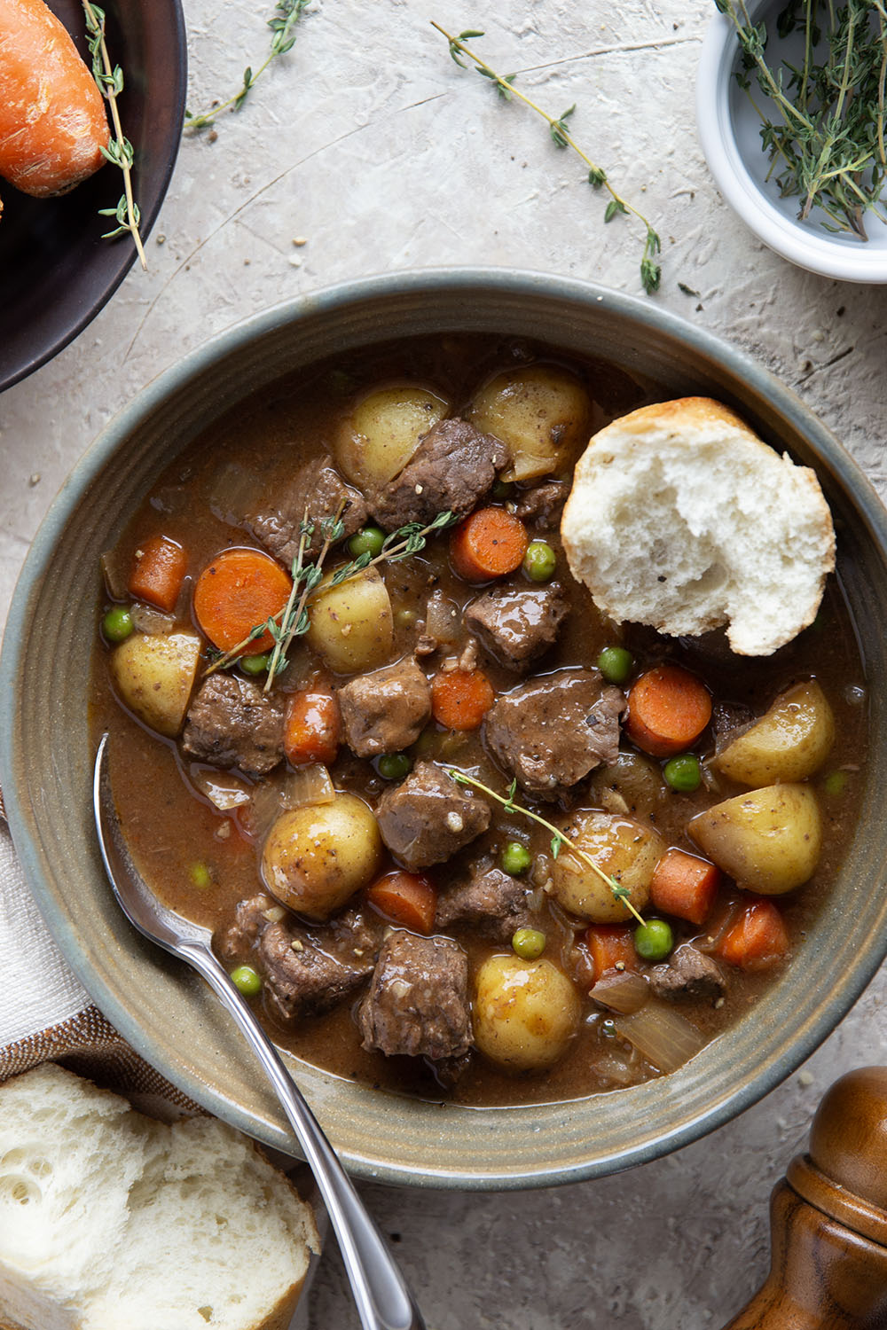 Packed with fall-apart tender beef and lots of hearty vegetables, this easy slow cooker beef stew is the coziest hands-off dinner!