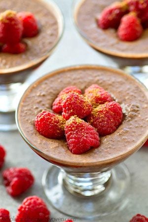 Extra-creamy and made completely in the fridge, this mocha-flavored raspberry chia seed pudding is the perfect way to get your healthy sweet tooth fix!