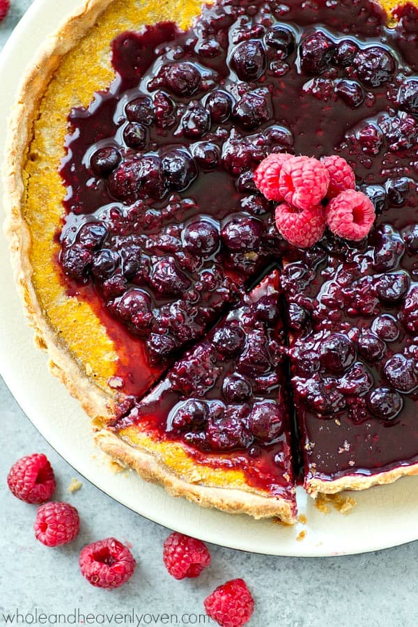 Lemon Tart with Mixed Berry Citrus Sauce