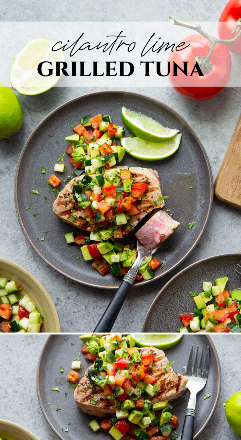 Cilantro Lime Grilled Tuna Avocado Cucumber Salsa