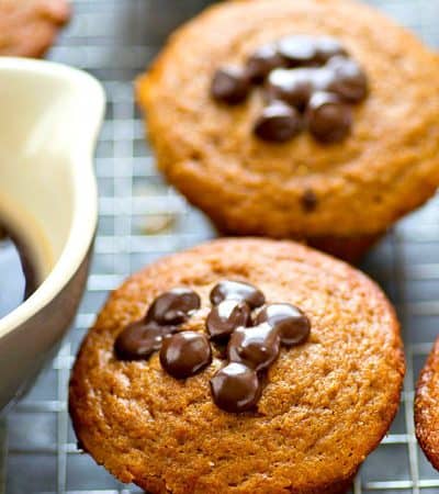 Get your chocolate and coffee fix all in one gorgeous HEALTHIER muffin! These chocolate chip muffins get their amazing texture from greek yogurt and they go amazing with your morning coffee!