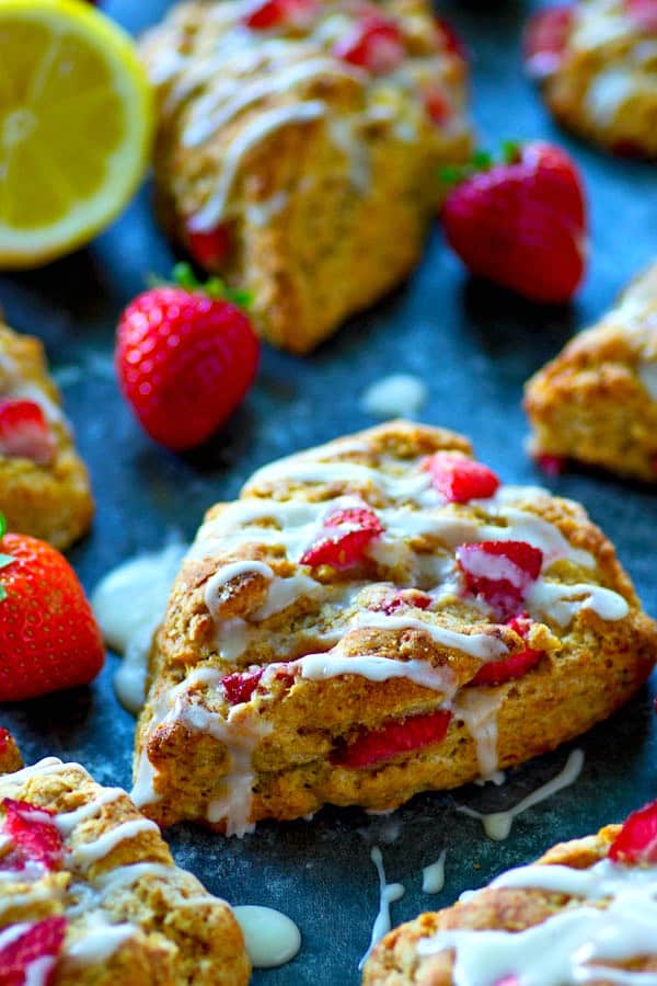 Glazed Strawberry Lemonade Scones