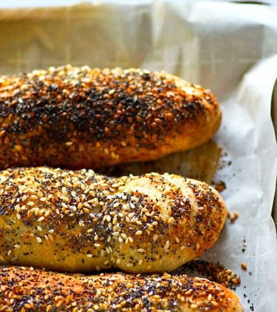 Everything bagel-lovers are going to fall in LOVE with these soft everything bagel breadsticks! The dough is no-knead and made conveniently overnight for easy baking the next day.