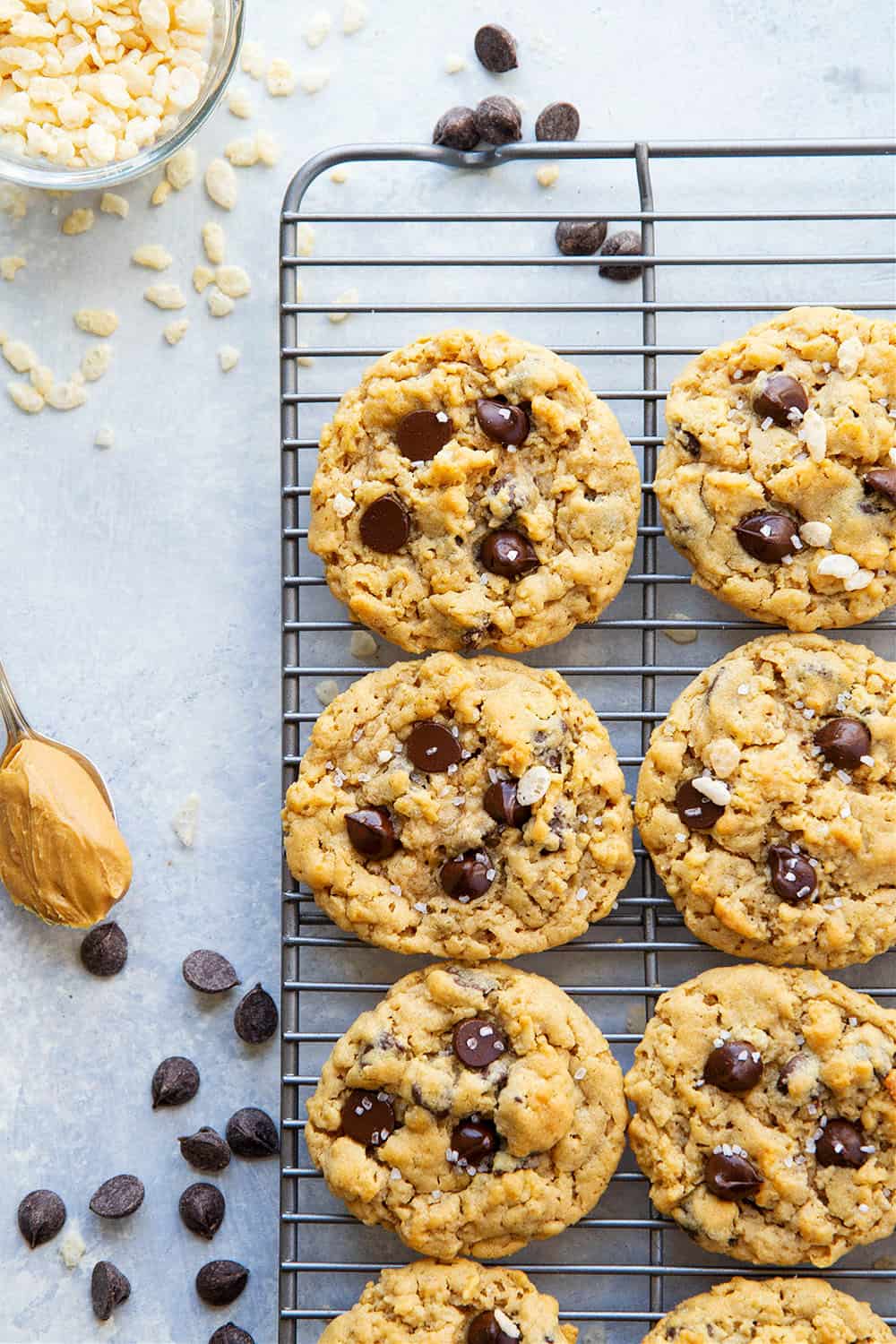 Peanut Butter Rice Krispie Chocolate Chip Cookies