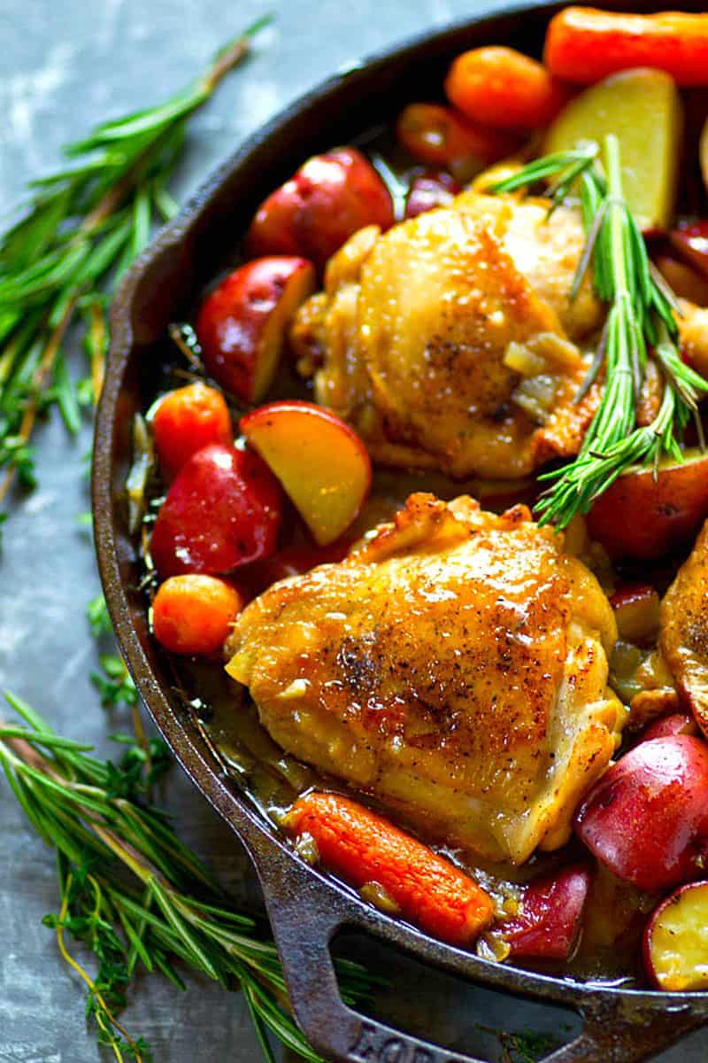 Beer Braised Chicken with Carrots and Red Potatoes